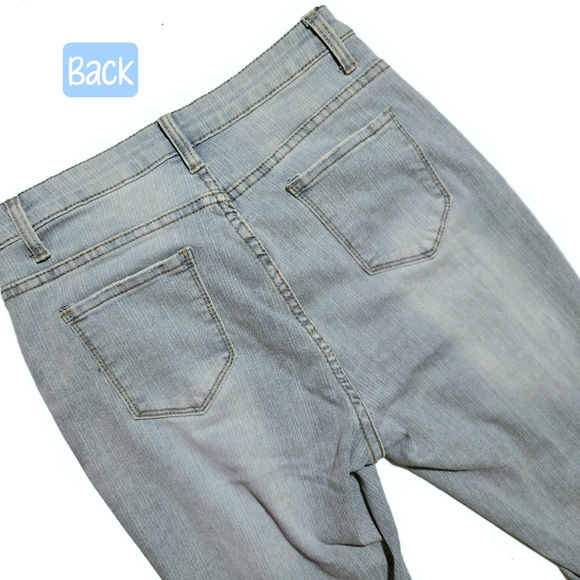 ⚫️ High Waisted Ripped Hole Distressed Light Wash Denim Skinny Jeans Medium 6 - Picture 6 of 8